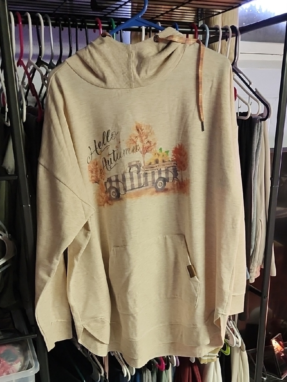 Cream 'Hello Autumn' Graphic Hooded Pullover